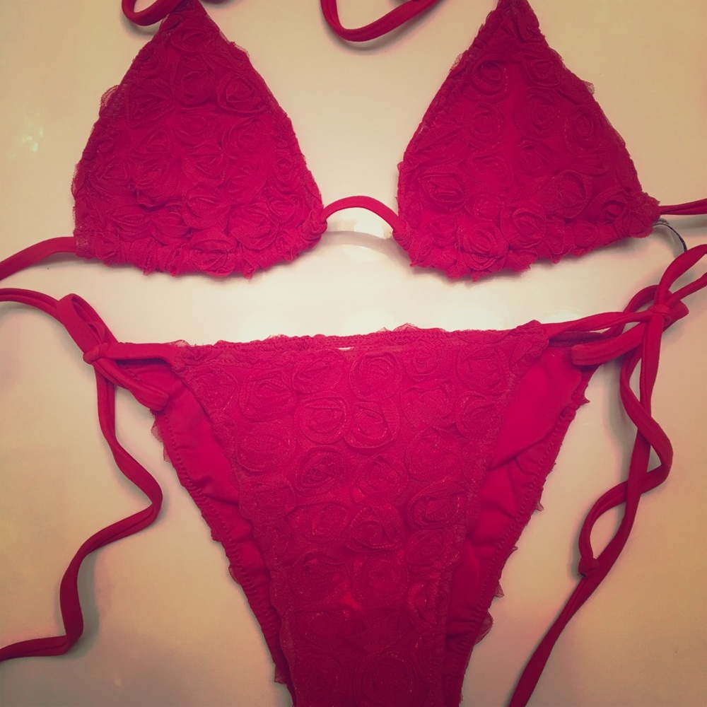 Beach Bunny red rose bikini